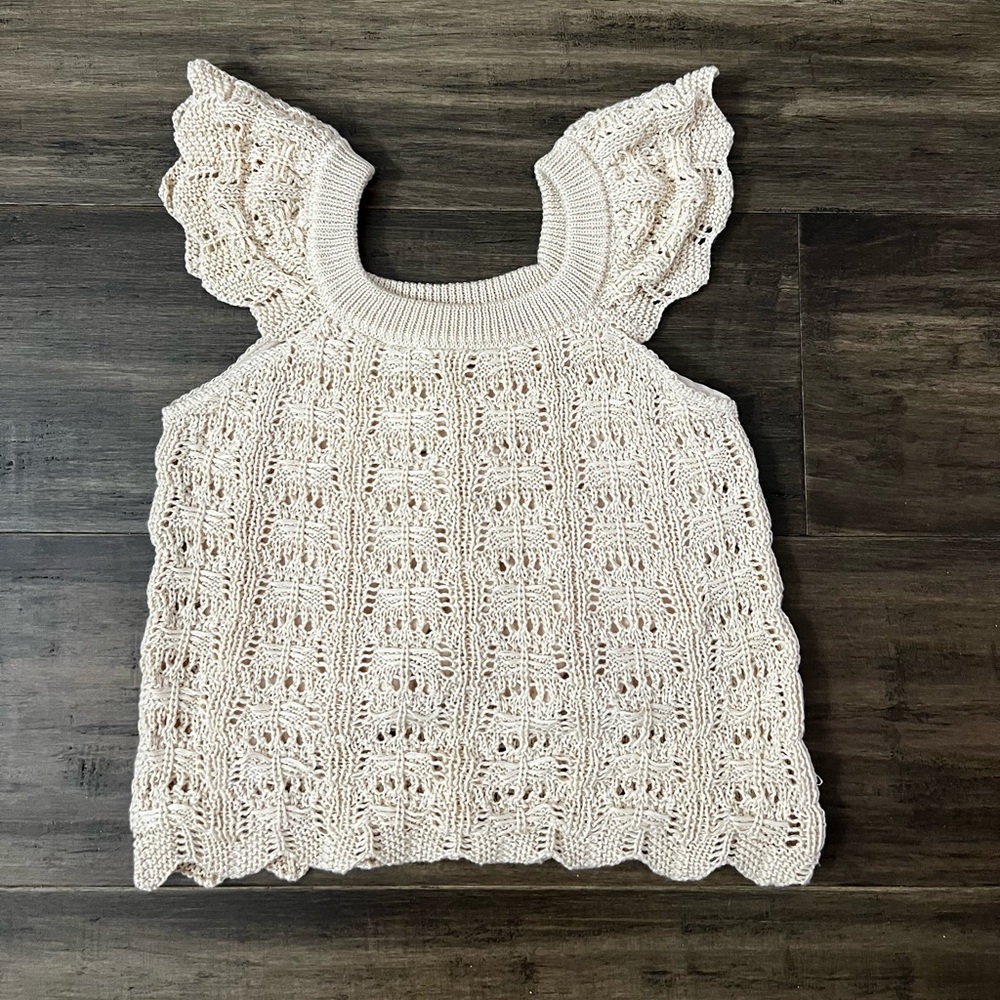 Haute Hippie kids style girls beige crochet summer tank top sz 12